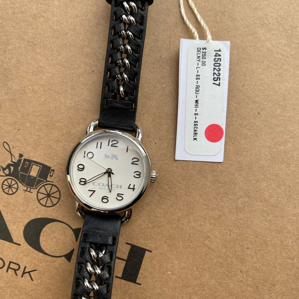 Coach Women's Black Leather Strap Watch - Picture 4 of 6